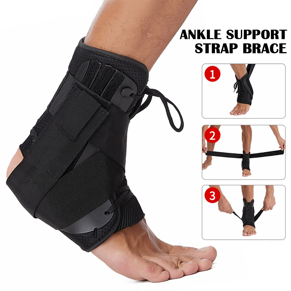 

Lace-Up Ankle Guard Single Foot Sports Protector for Running Cycling Gym Rehabilitation Basketball Injury Prevention Support