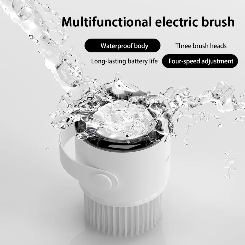 Electric Household Dish Scrubber Brush Wireless Handheld Power Cleaner Kitchen Bathroom Sink Large Area Cleaning 5 brush heads