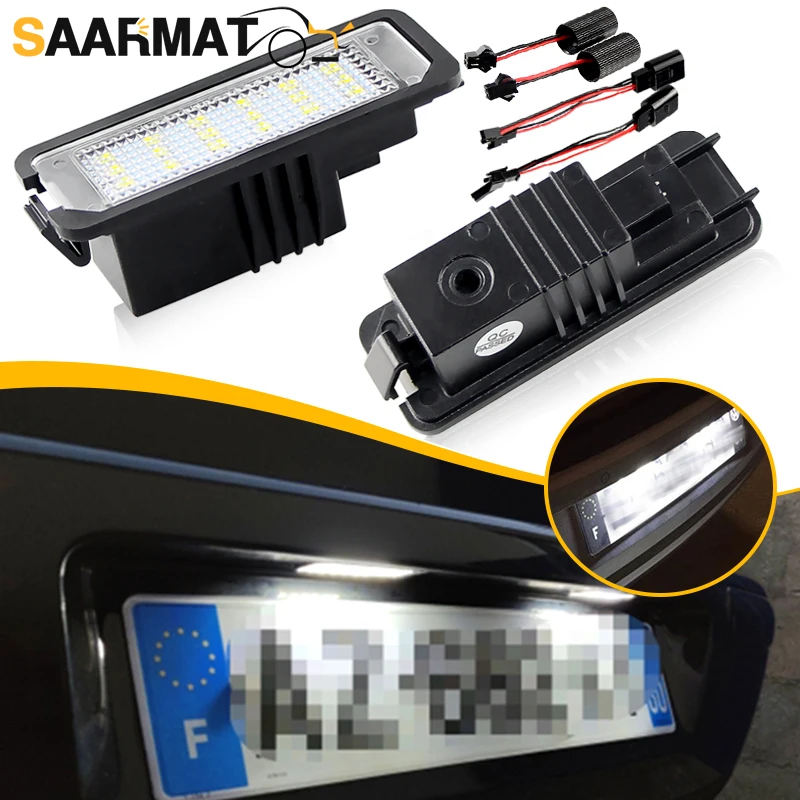 2pcs DC12V Taillight License Plate Lights For VW Golf4 5 6 Polo 9N 6R Passat B6 CC NEW Beetle II For White LED Rear Number Plate