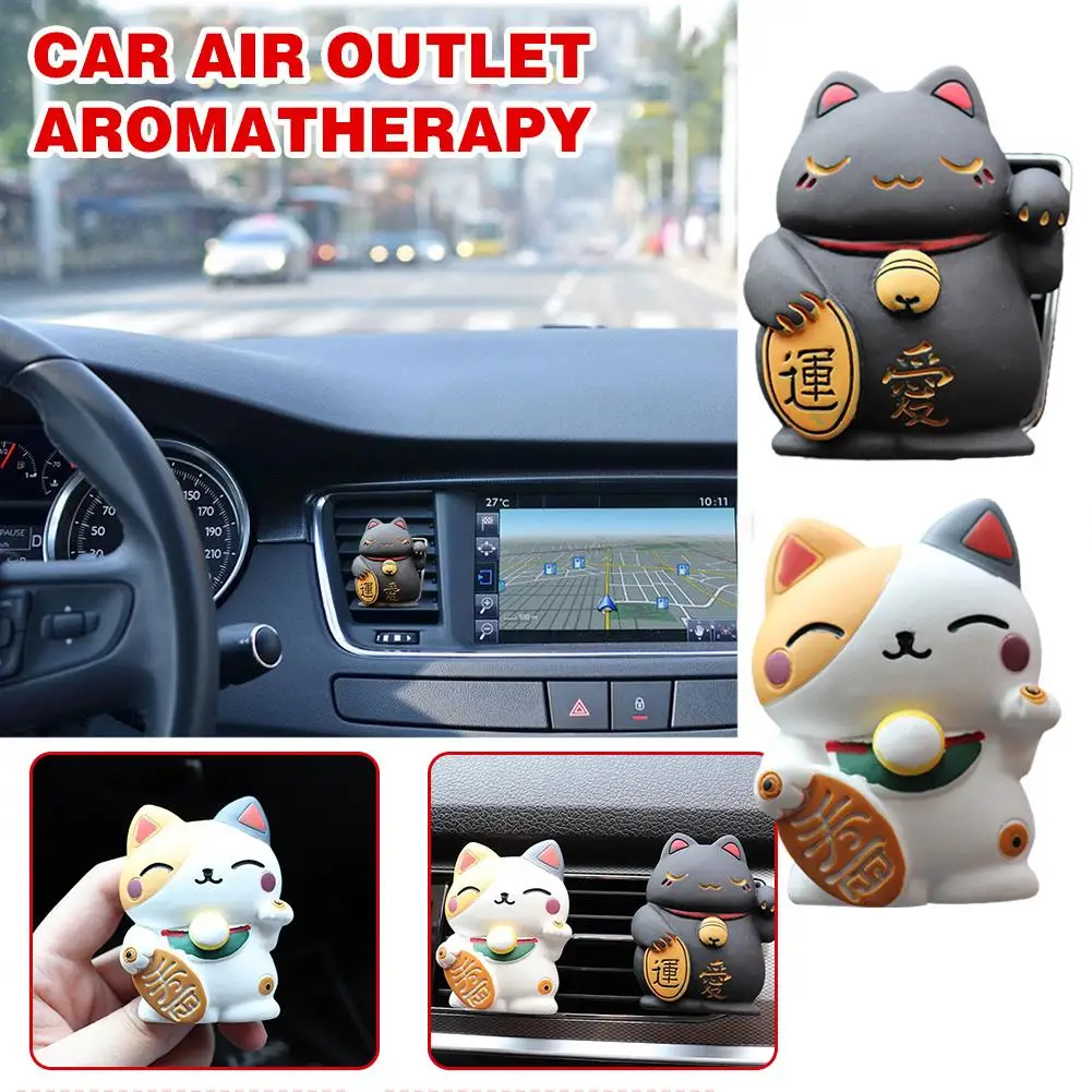 Автомобильный освежитель воздуха Lucky Cat, аромадиффузор из смолы, автомобильный художественный кондиционер с зажимом для вентиляции, аксессуары для салона автомобиля, автомобильный воздух, флуоресцентный L5O2