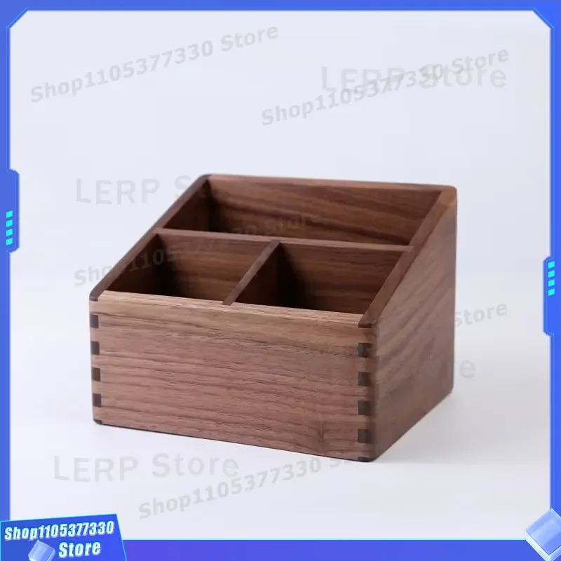 Retro Wooden Desk Organizer Multifunctional Pen Holder Business Card Box Stationery Storage for Office Home Accessories Decor