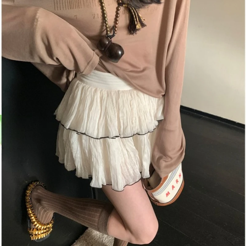 

2026 Summer New Hot Selling Mesh Contrasting Short A-line Spicy Girl Half Skirt for Women