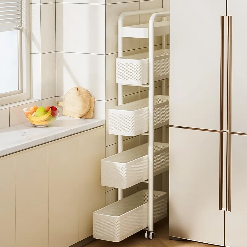 Slim Narrow Gap Kitchen Corner Storage Cabinet Pullout Refrigerator Bathroom Cart Utility Cart Rolling Storage Cart