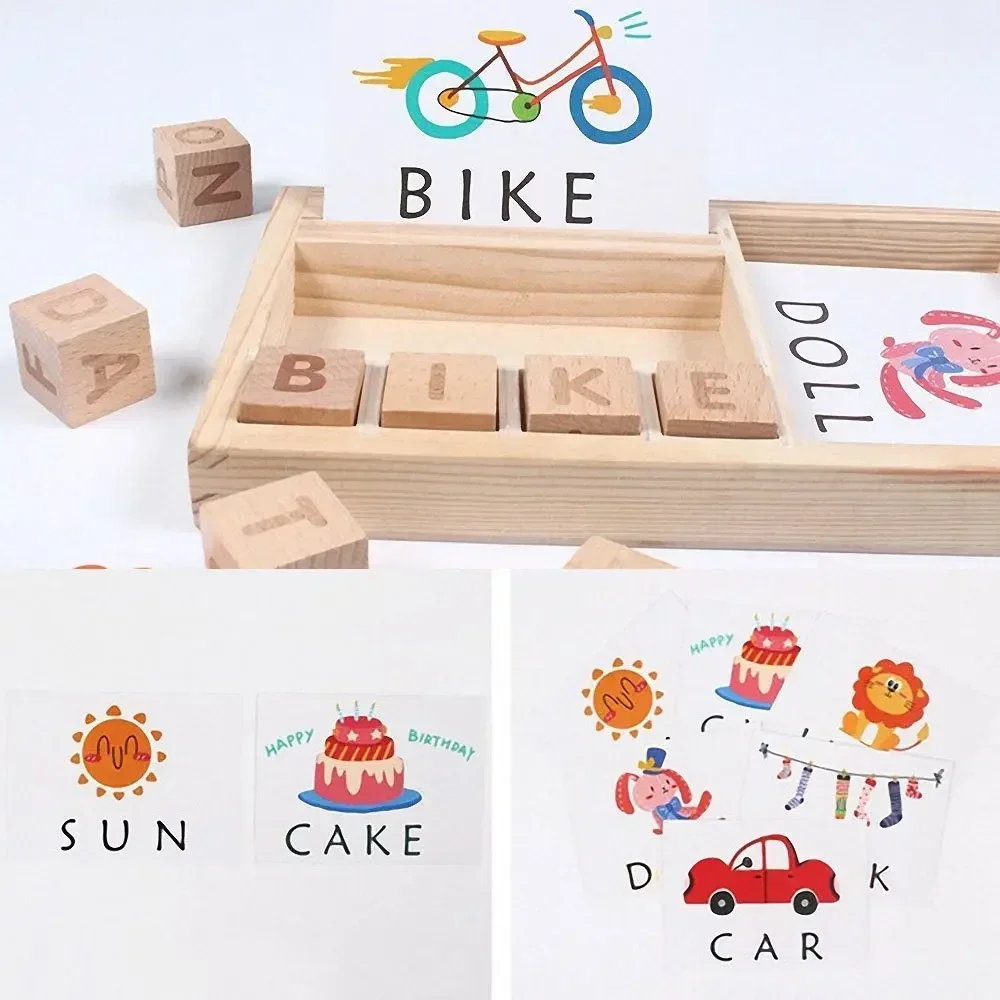 NUOVO Parole Ortografia In Legno Alfabeto Puzzle Divertente Montessori Cognitivo 3D Puzzle Giocattolo Educativo di Apprendimento per I Bambini Regali Del Bambino Giocattolo