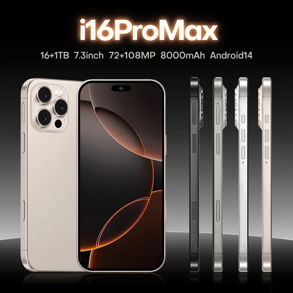 

I16 Pro Max Smartphone 5g 16gb+1tb 7.3-inch High-definition Screen 72MP+108MP Snapdragon 8 Gen3 8000mah Dual Sim Card