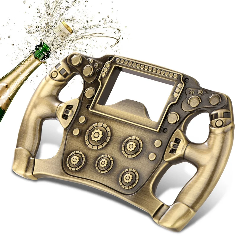 

Cool Racing Steering Wheel Bottle Opener Creative Car Theme Bar Tool Beer Wine Opener for Home Bar Wedding Party Decoration Gift