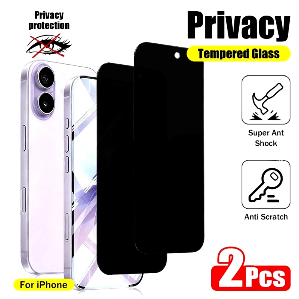 

2 шт. Защитное стекло Anti-Spy на весь экран для iPhone 17, 16, 15, 14 Pro Max, Air 16, 15 Plus, 13, 12, 11 Pro, Mini, устойчивое к царапинам