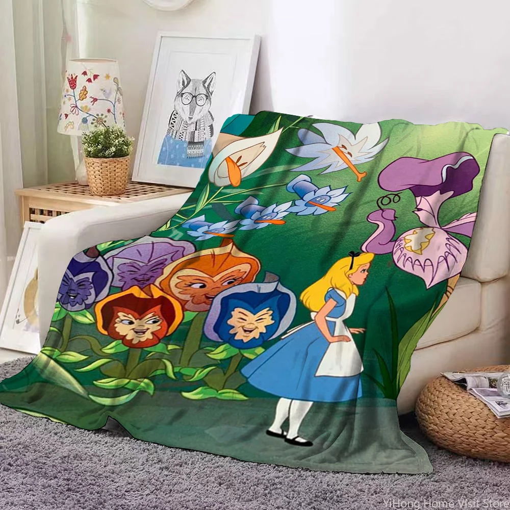 

Alice in Wonderland Printed Flannel Thin Blanket King Size Luxury Winter Throw Travel Blankets for Children Sofa Fashion Gift