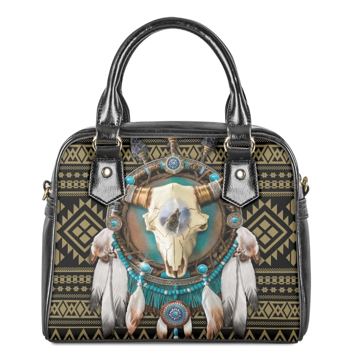 

Jackherelook PU Leather Handbag for Women Tribal Sheep's Dream Catcher Aztec Print Female Shoulder Bag Small Crossbody Bag 2023