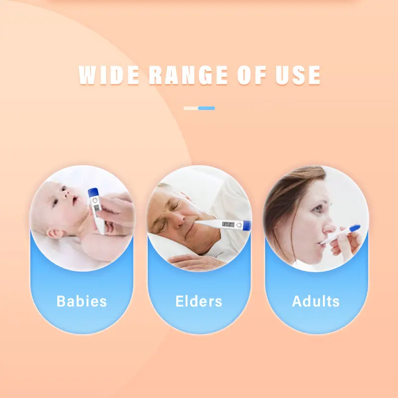 Household Indoor Medical 60s Measurement Baby Adult Oral Armpit Rectal Rigid Tip Thermometer Memory Beeper Fever Alarm Function