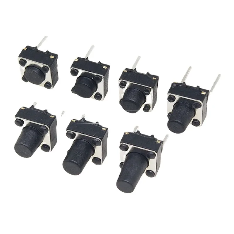 100PCS/LOT 6x6 switch 6*6mm 4.3 4.5 5 5.5 6 6.5 7 7.5 8 8.5 9 9.5 10 11DIP 2P Tactile Tact Push Button Micro Switch Keys Button