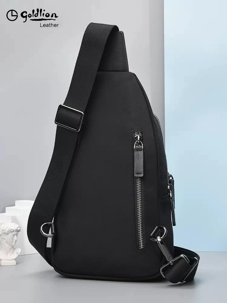 Оригинальная роскошная дизайнерская нагрудная сумка Goldlion 2023, новая модная нишевая мужская сумка для отдыха, холщовая студенческая уличная сумка через плечо