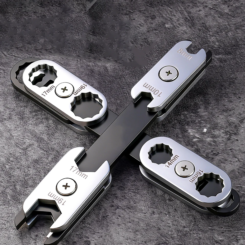 

360 Degree Rotation Wrench 2pcs with Metric Plum Blossom Ring for Home and Auto Repair Applications Covering Wide Range of Sizes