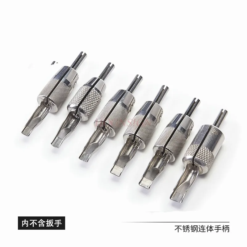 Tattoo equipment, stainless steel large row needle integrated handle, metal connected needle tip, reusable