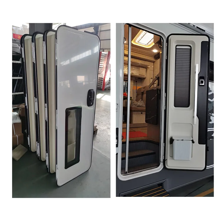 Porte RV de Style européen en alliage d'aluminium, 600x1900mm, haute qualité, porte d'entrée de Camping et de caravane avec fenêtres de voiture, vente en gros