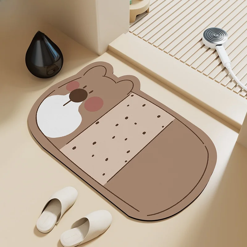 

Коврик с изображением медведя и батомы, силиконовый коврик для двери, впитывающий коврик для двери, противоскользящий домашний ковер для входа, напольный ковер
