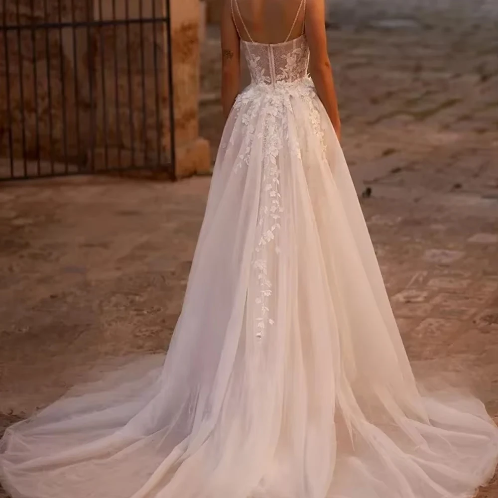 Customized Sweetheart Strap Mermaid Wedding Dress For Woman Bride Lace Decal Bridal Dress Detachable Train Princess Bridal Gown