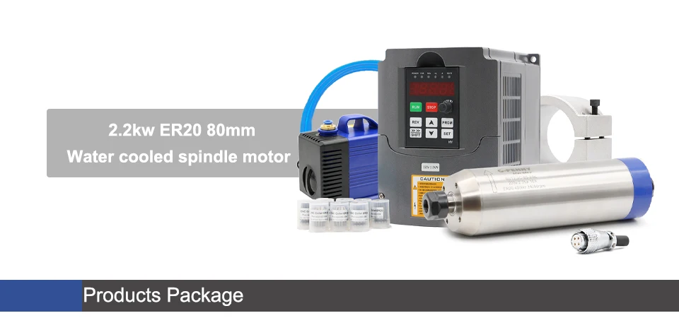 G-Penny 2,2KW ER20 Bullet Wassergekühlte Spindel 220V 380V 4 Keramiklager HY VFD 80 Klemmung Wasserpumpe CNC Fräsen Holz Stein Al – Detail 1
