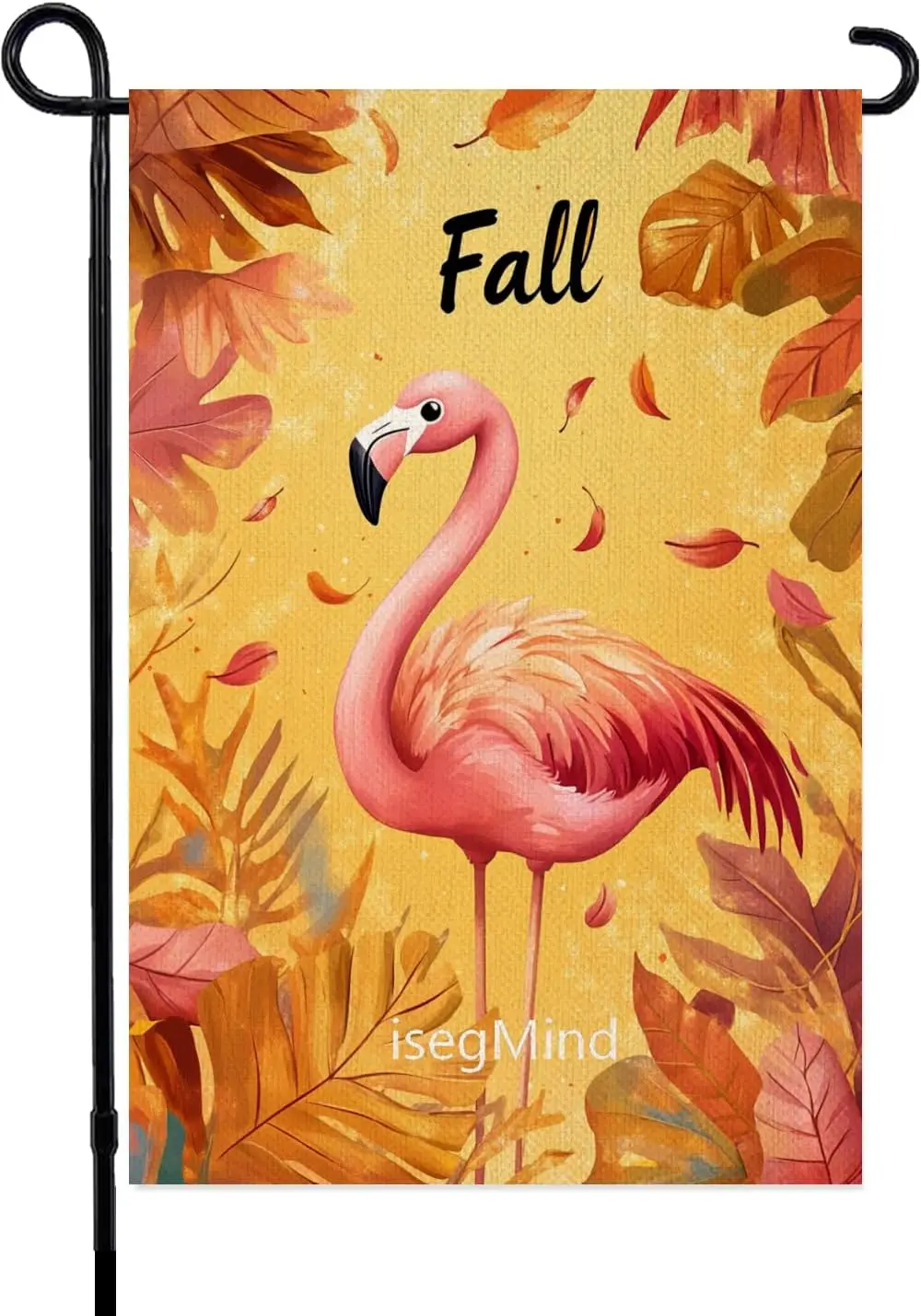Welcome Fall Flamingo Garden Flags for Outside, Harvest Autumn Maple Leaves Small Seasonal Decor for Thanksgiving Yard,12x18 MME