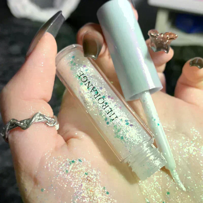 HERORANGE Illuminante Liquido Glitterato, Ombretto e Eyeliner, Resistente all'Acqua, Brillante e Luminoso, Matita per Occhi Effetto Seta, Strumento di Bellezza
