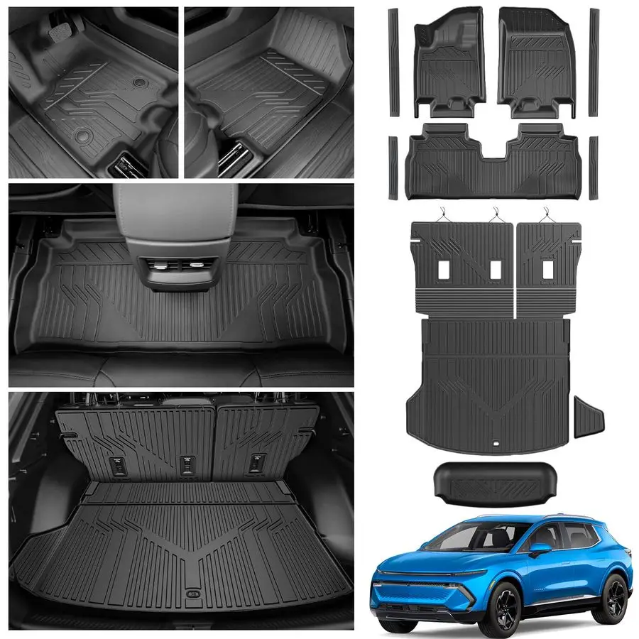 

Mats for 2024 2025 2026 Chevy Equinox EVNon Fuel Trunk Mat with Backrest Mat and Storage Mats, Door Sill Protectors, All Weather