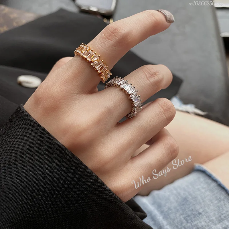 خواتم الزركون المتلألئة بتصميم جديد أنيق للنساء هدية مجوهرات أنيقة للحفلات