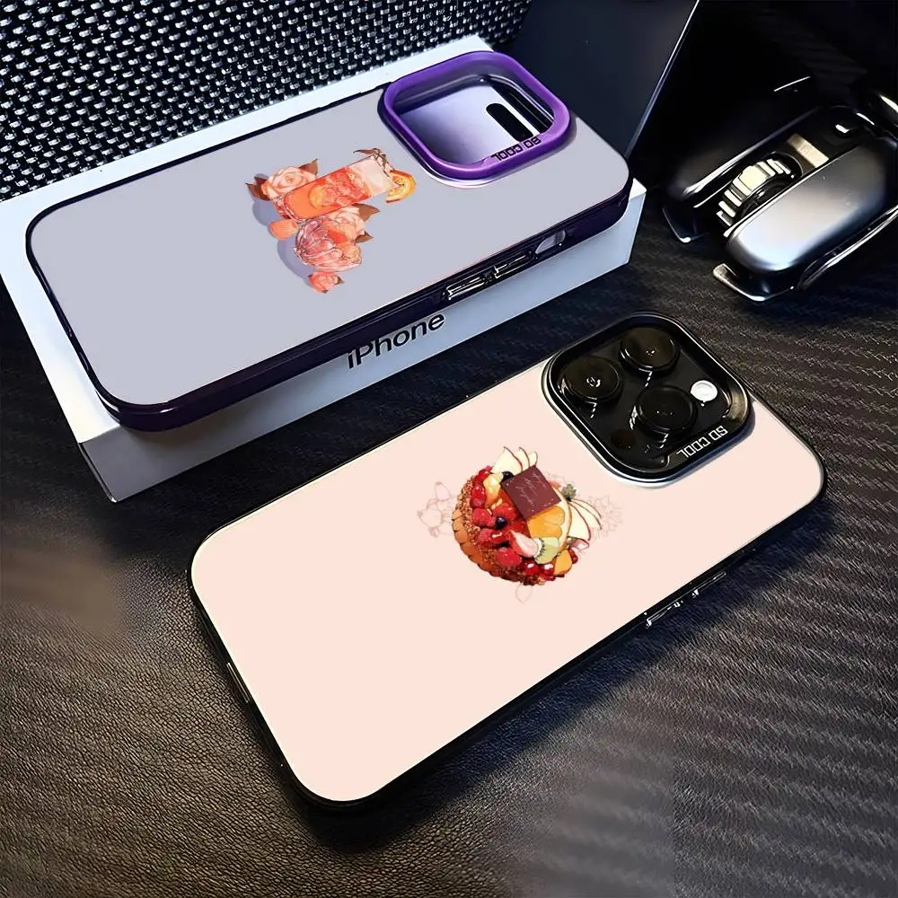 

Tea Snacks And Desserts Phone Case For iPhone 16,15,14,13,12,11,Mini,Pro,MAX Purple Matte Shockproof Cover