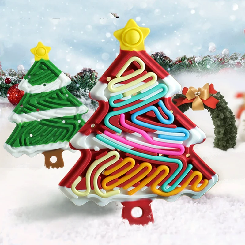 

Kid New Sensory Fidget Toy Silicone 3D Shape Jigsaw Puzzle Fine Motor Toy Portable Christmas Activity Design Busy Board Set Tree