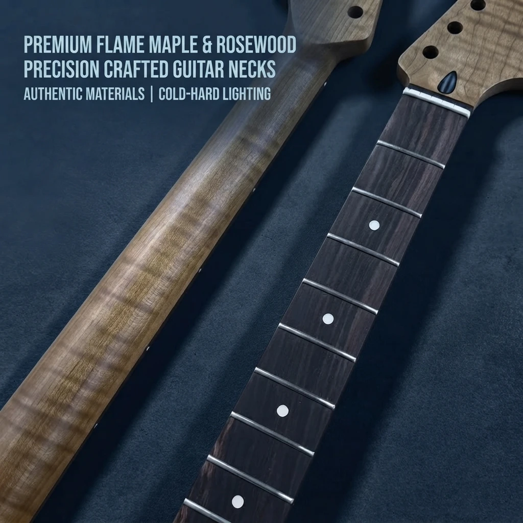 ST Big Headstock Roasted Flame Maple Strat Neck Rosewood Fingerboard Dot Inlay ST Electric Guitar Replacement Neck