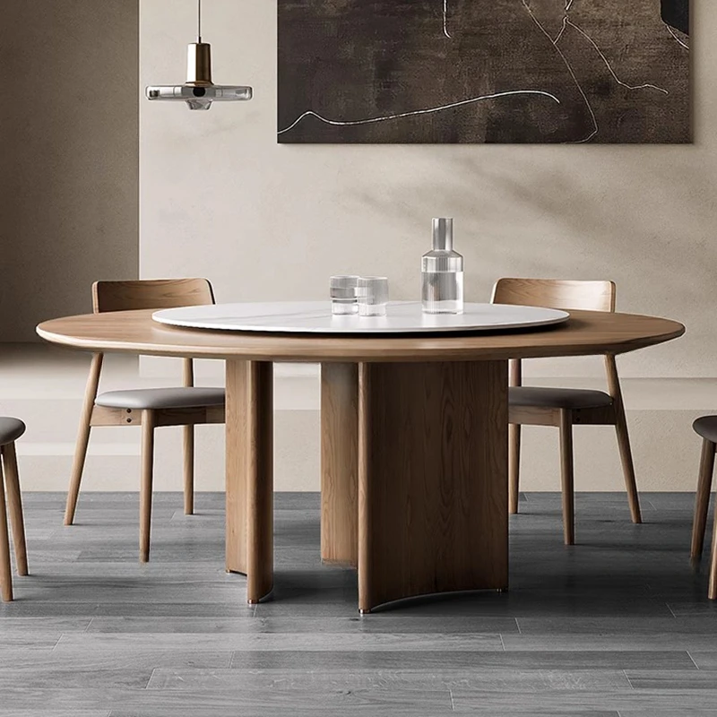 

Designer Creative Solid Wood Dining Table Modern Simple Round Table Light Luxury Tavolo Soggiorno Pranzo Round Dining Table