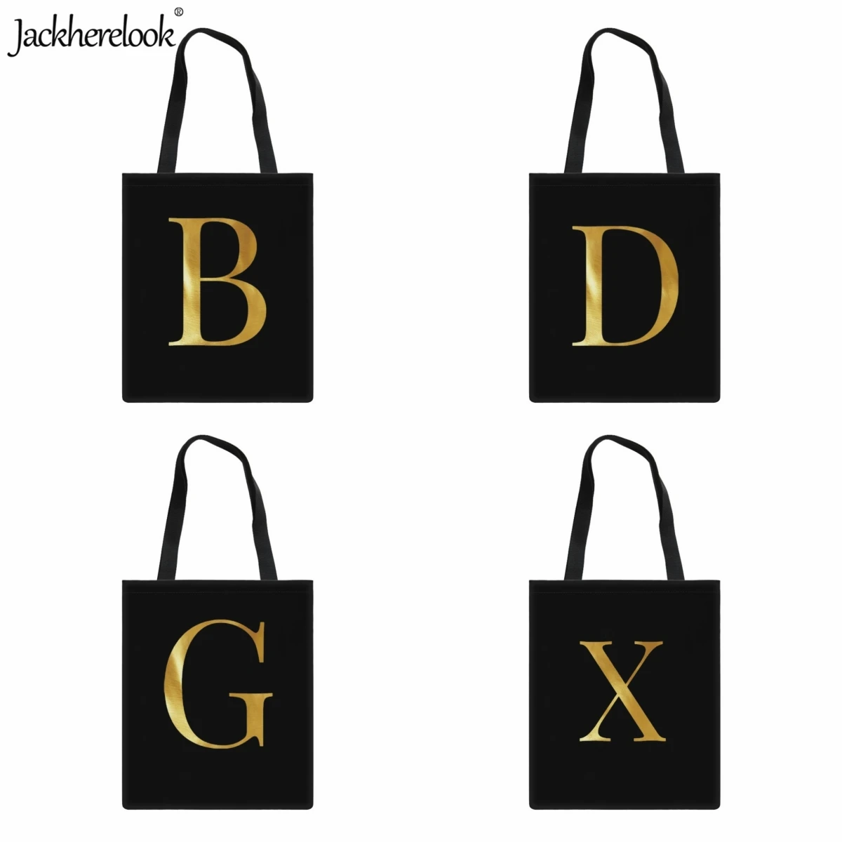 

Jackherelook Simple English Letter Printing Ladies Casual Tote Bag Fashion Classic Canvas Bag Shoulder Bag for Women Tote Bag