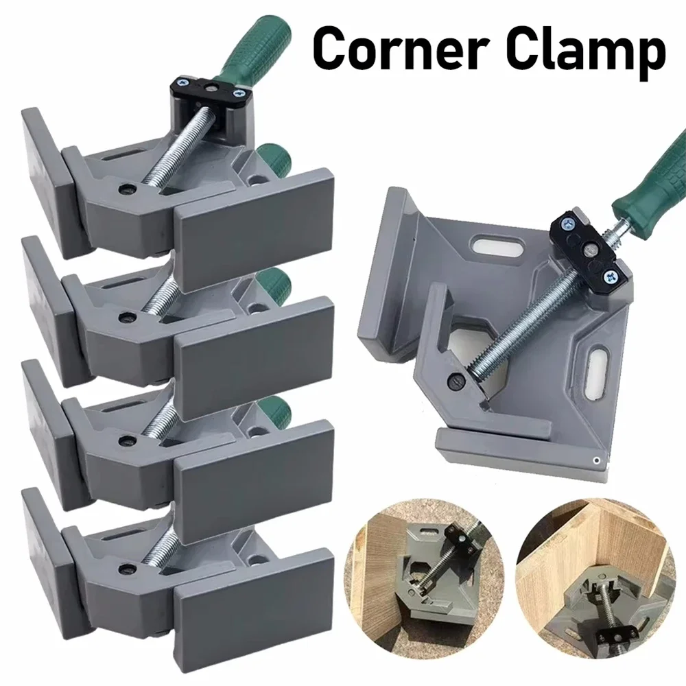 Right Angle Clip Clamp Aluminum Alloy Right Angle Fixture Single Handle Adjustable Swing Jaw for Welding Woodworking Photo Frame