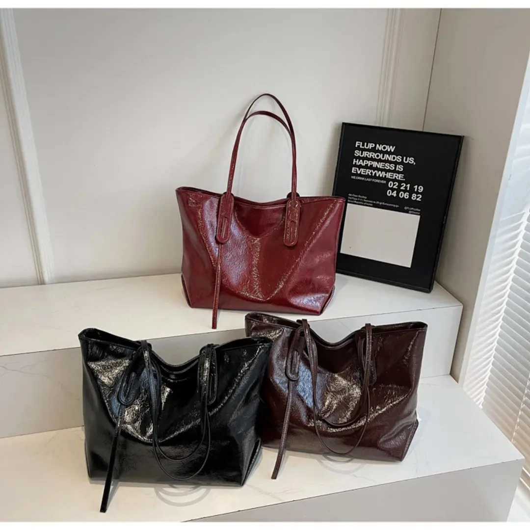 

Модная новая женская сумка-тоут большой вместимости, повседневная сумка в европейском и американском стиле в стиле ретро, модная женская сумка на одно плечо