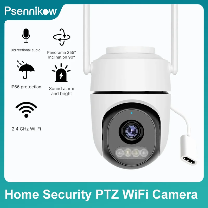 

Домашняя безопасность PTZ Wi-Fi камера HD-видеонаблюдение Защита Type-C Обнаружение iCsee Двусторонняя аудио IP-камера домашней безопасности