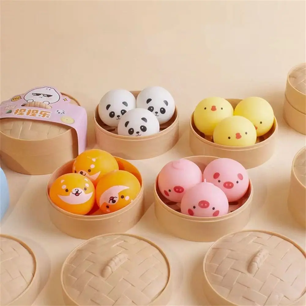 Steamed Dumpling Mini Squeeze Toys Pig/Chick Hand Exercise Animal Dumpling Toys Anti Anxiety Soft TPR Dog Bun Squeeze Balls