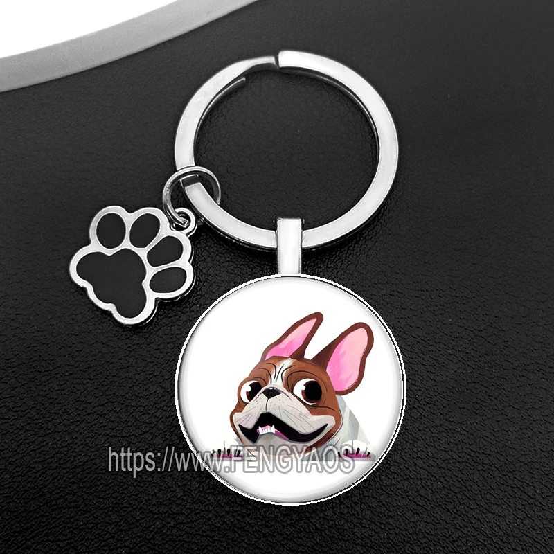 Funny Sausage Dog Key Ring Time Stone Dog Glass Keychain Cute Puppy Pendant Key Chain Accessories Fashion Gift