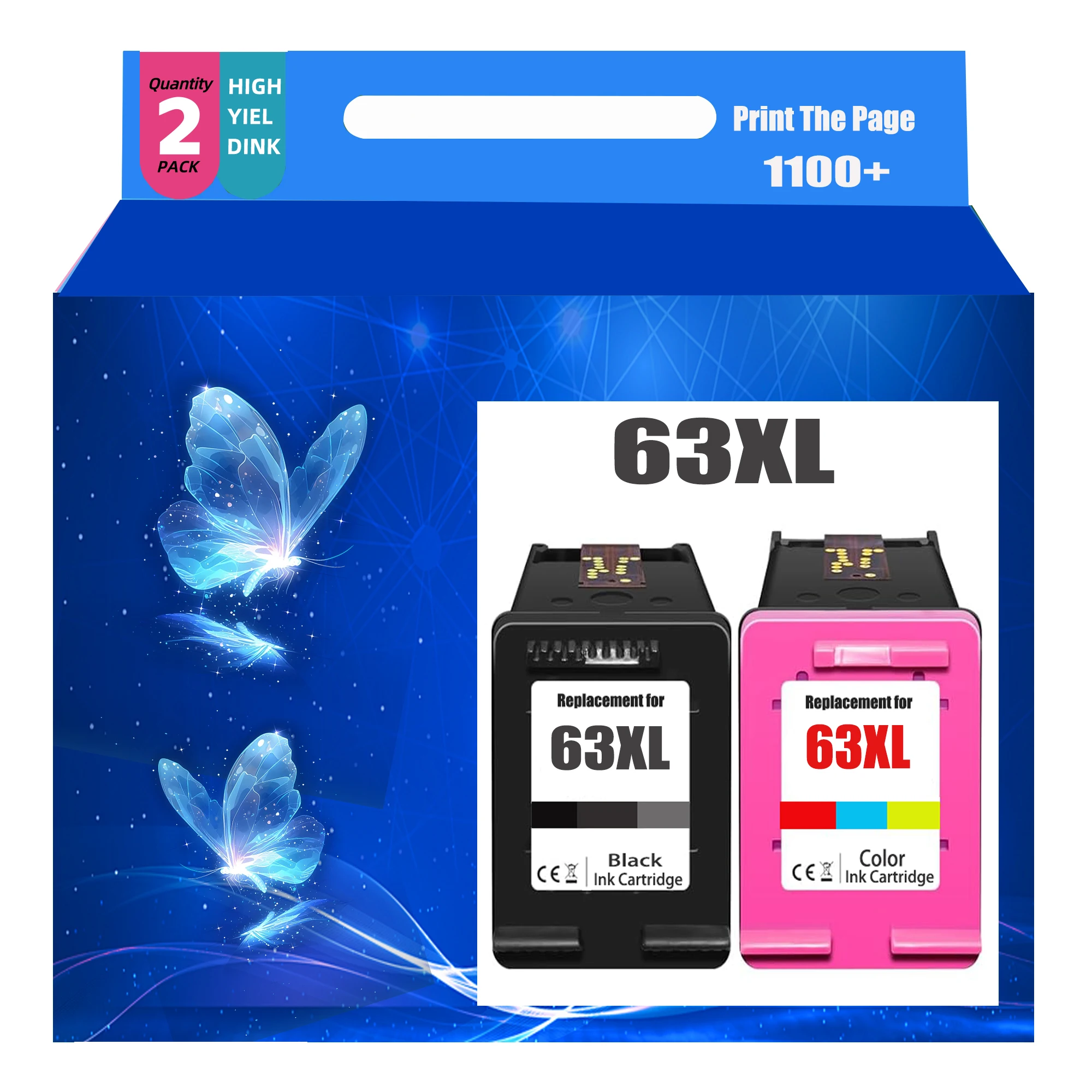 

Сменные чернильные картриджи 63XL для принтеров Officejet 3830, 4650, 5258, 5200, Envy 4520, 4512, Deskjet 3630, 3636