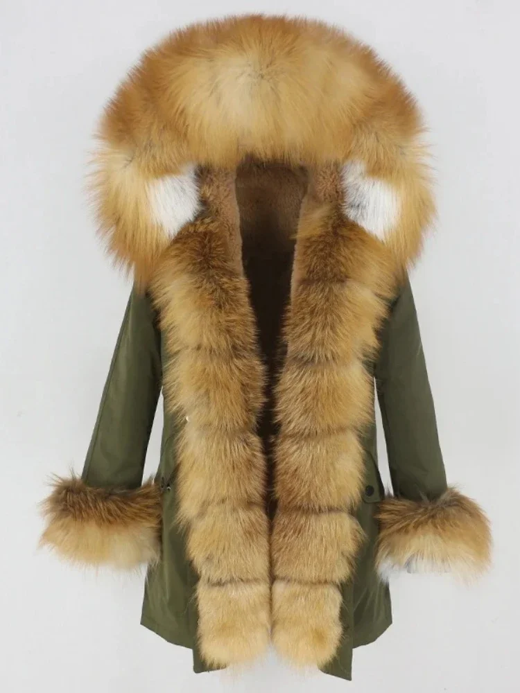 الواقع الفراء سترة أزياء الشتاء النساء معطف الفرو الطبيعي الطبيعي ريال فوكس الفراء طوق فضفاض طويل سترات الفراء ملابس خارجية انفصال #1