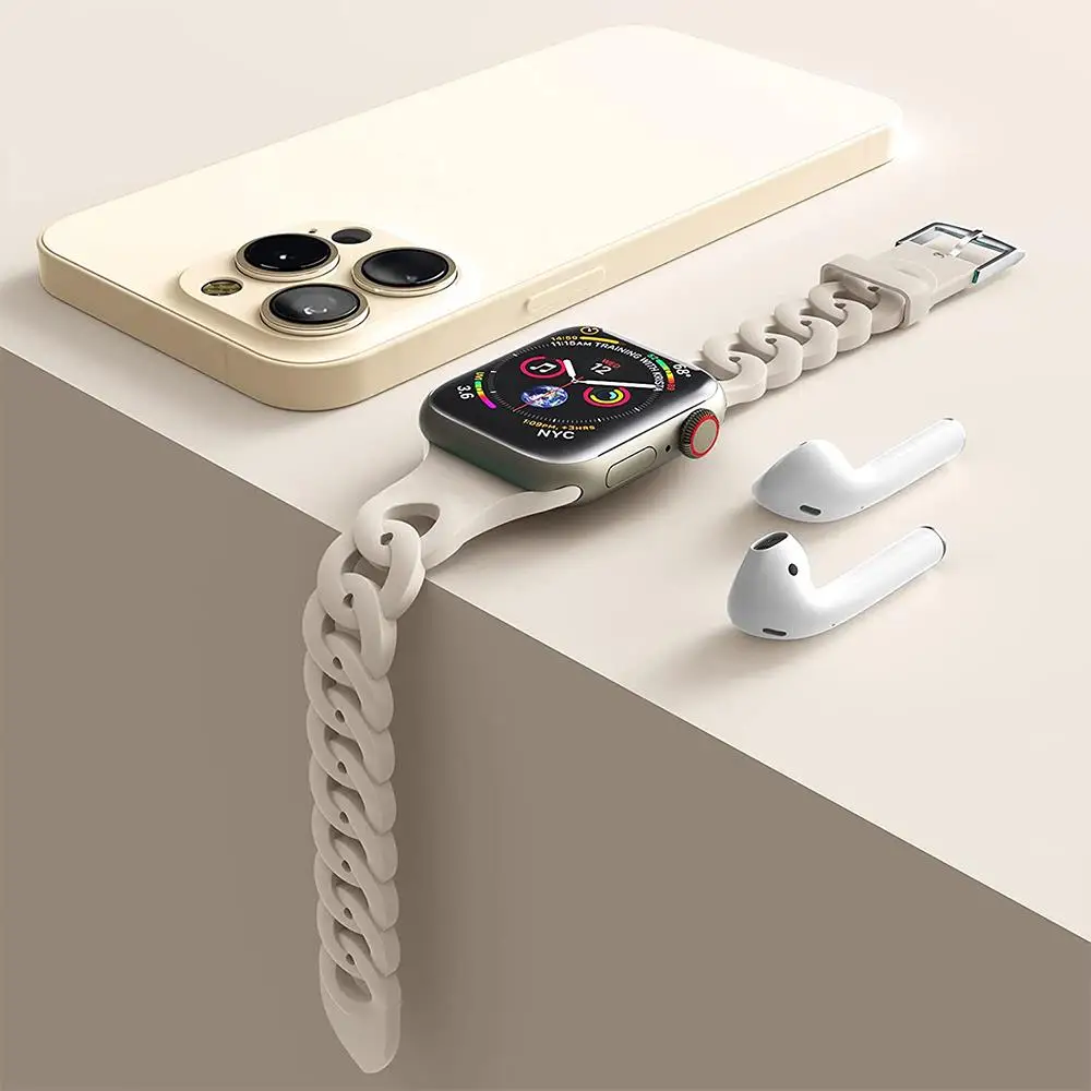 귀여운 도넛 실리콘 스트랩 애플 워치 밴드 40mm 44mm 41 42mm 38mm 여성용 팔찌 코레아 아이워치 11 10 9 8 7 6 5 SE3 울트라