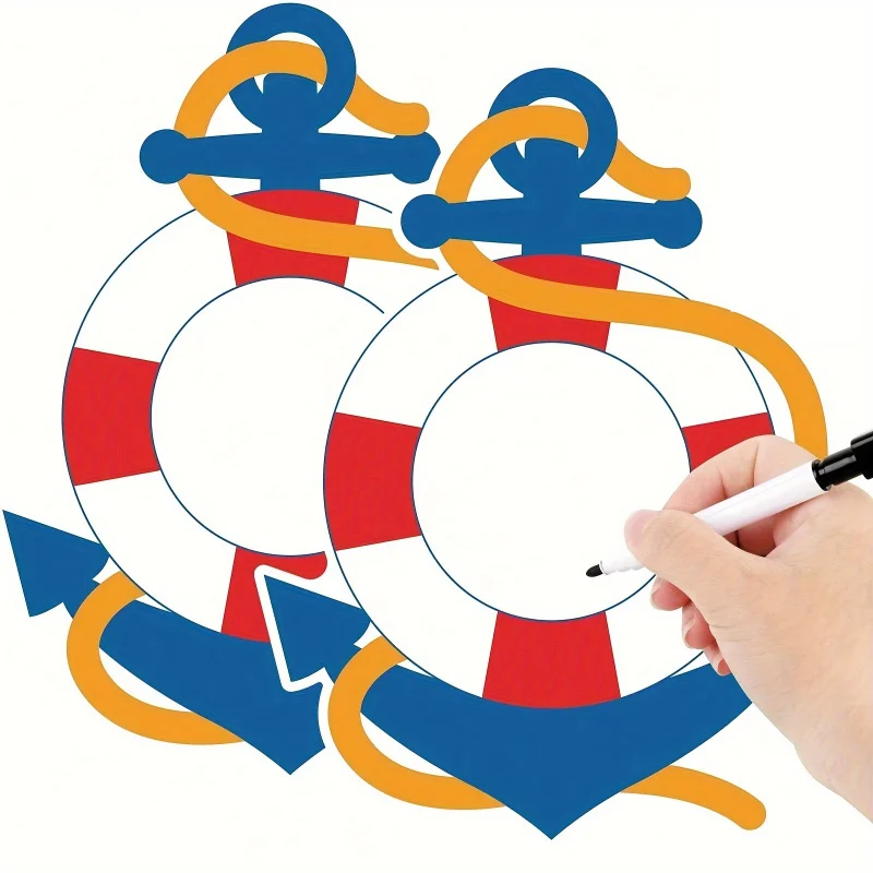 2pcs Cruise-Themed Fridge Magnets Set - Whiteboard Magnets with 3 Color Erasable Pens, Classic Star Design for Home & Office