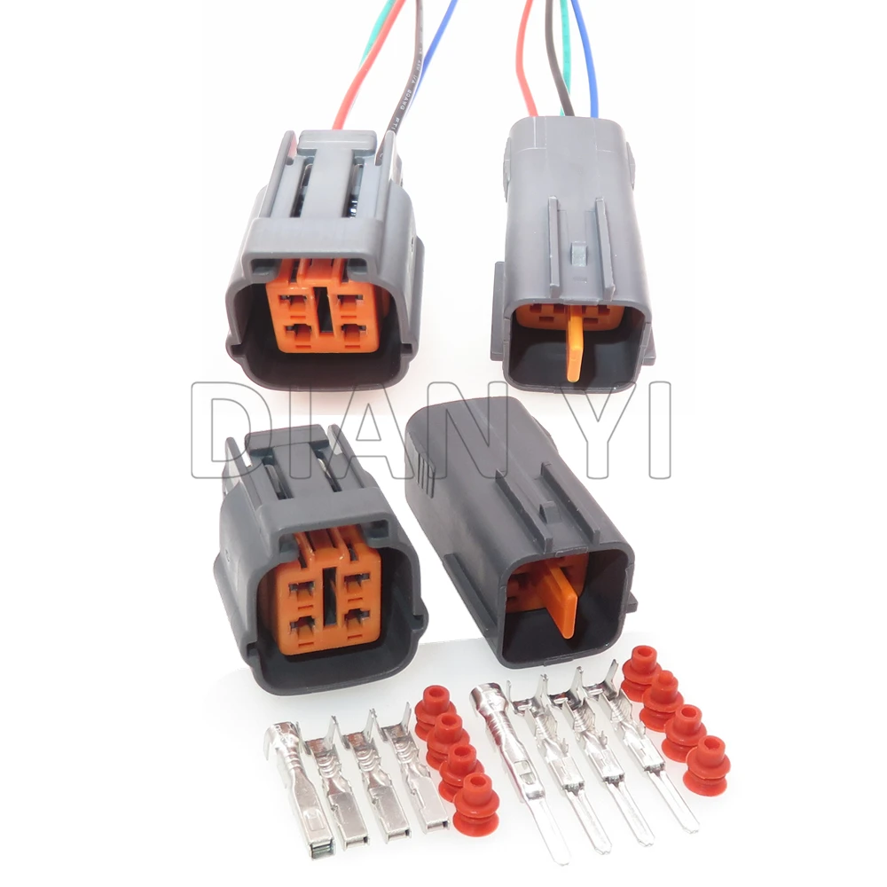 1 Set 4 Way AC Assembly Car Oxygen Sensor Waterproof Wire Cable Connector 6195-0015 6195-0018 Car Docking Socket With Cables