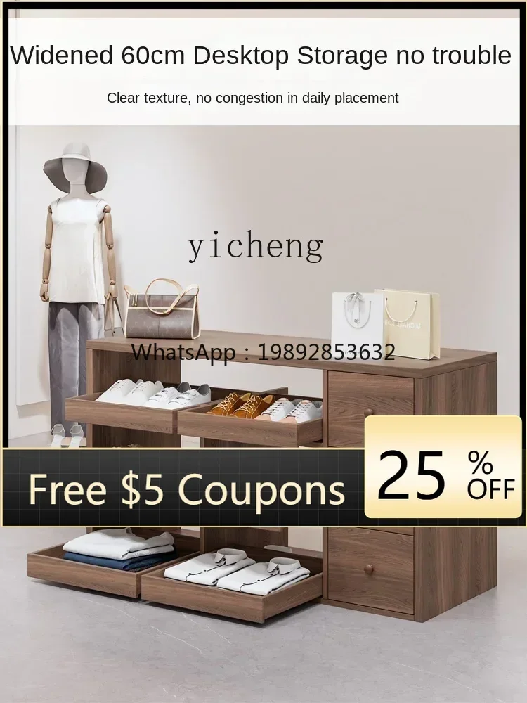 

9 Solid Wood Clothing Store Middle Island Table Double-Sided Push-Pull Display Stand Display Counter with Drawer