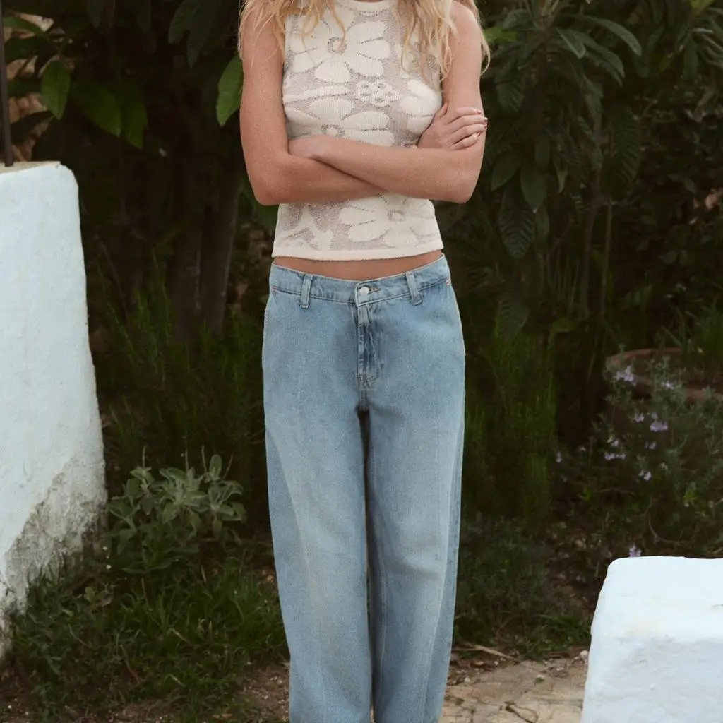 

ZBZR Spring New Women's Faion Floral Print Knitwear round Ne Svel Top Polyester Fiber Regular Length All-Match Slim...