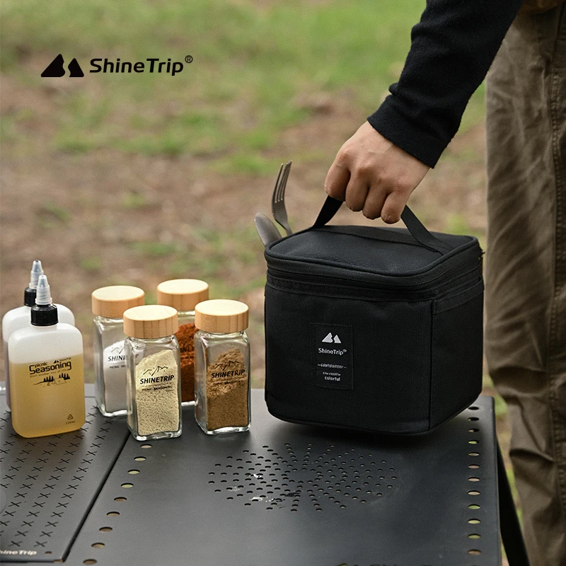 Outdoor Camping Seasoning Jar Set ShineTrip Bamboo Lid Sealed Condiment Container Portable Picnic BBQ Oil Dispenser Storage Bag