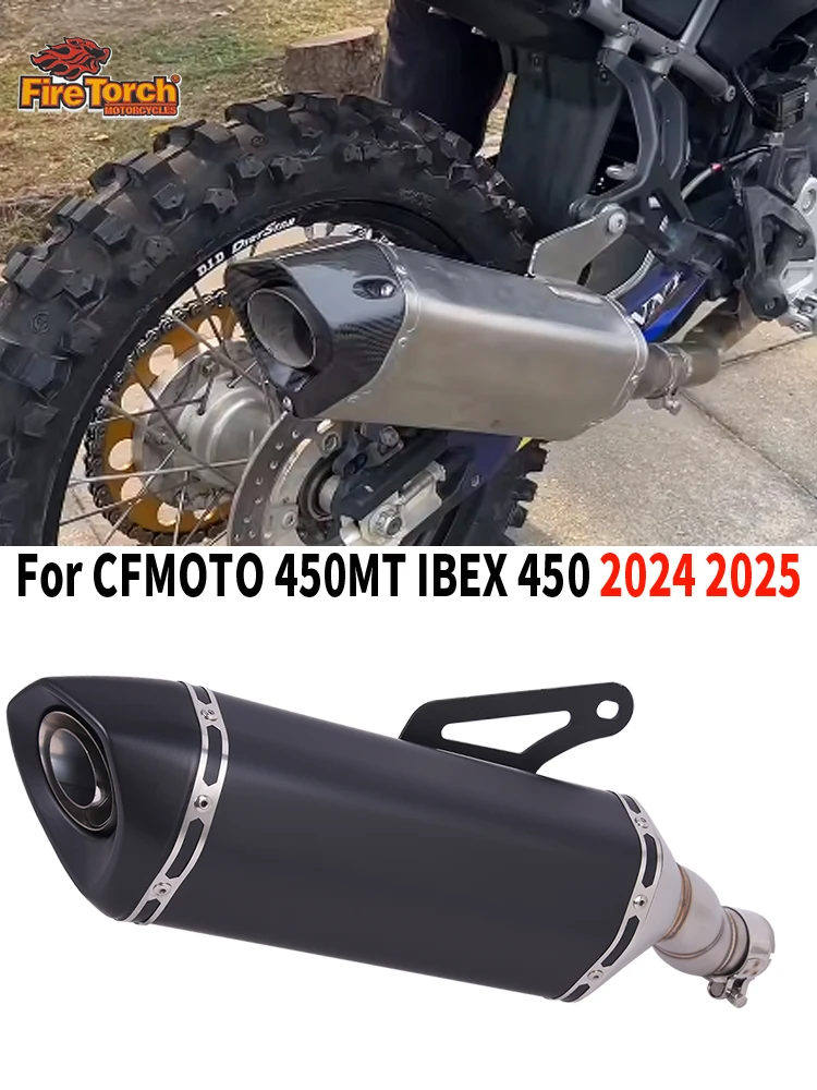 Für CFMOTO 450MT 450MT IBEX450 IBEX 450 2024 2025 Motorrad-Auspuff-Escape-System Mittelrohr-Schalldämpfer mit abnehmbarem DB-Killer