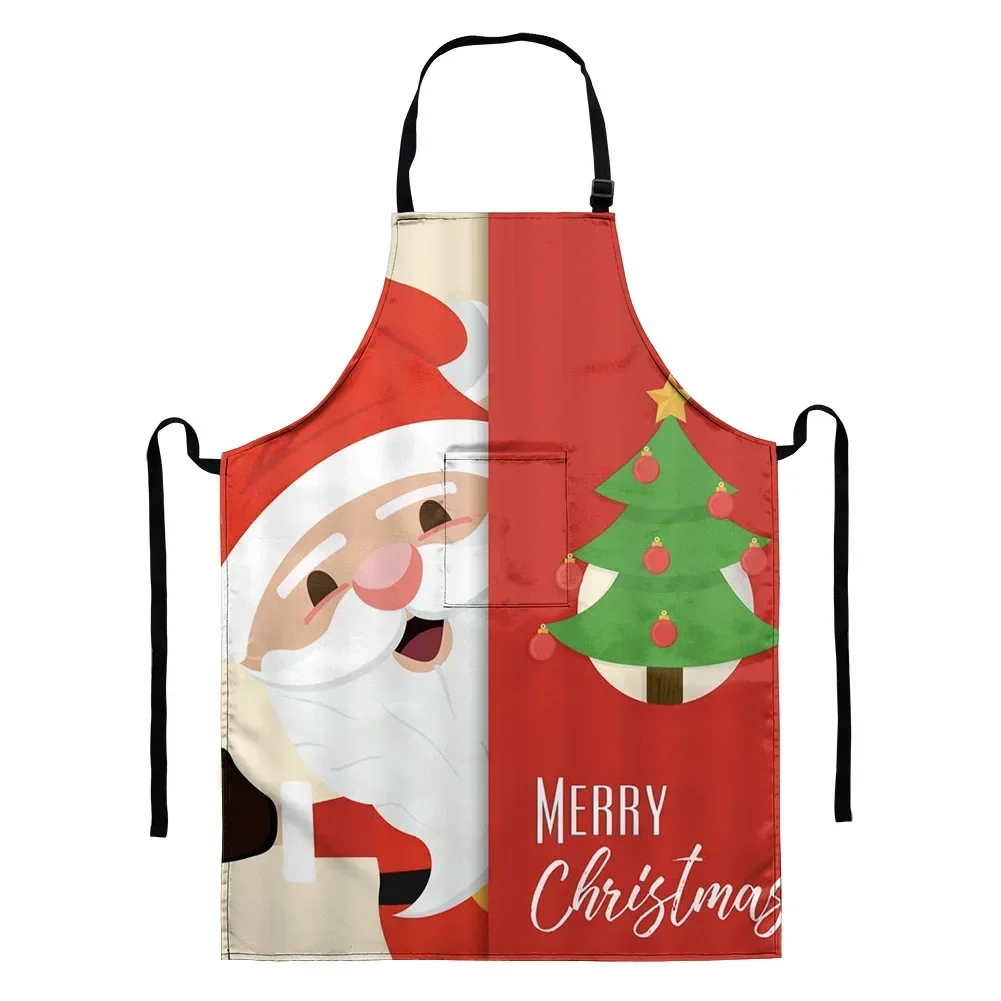 2022 New Christmas Series Cotton and Linen Apron Household Cleaning Sleeveless One-piece Santa Apron Parent-child Outfit фартук