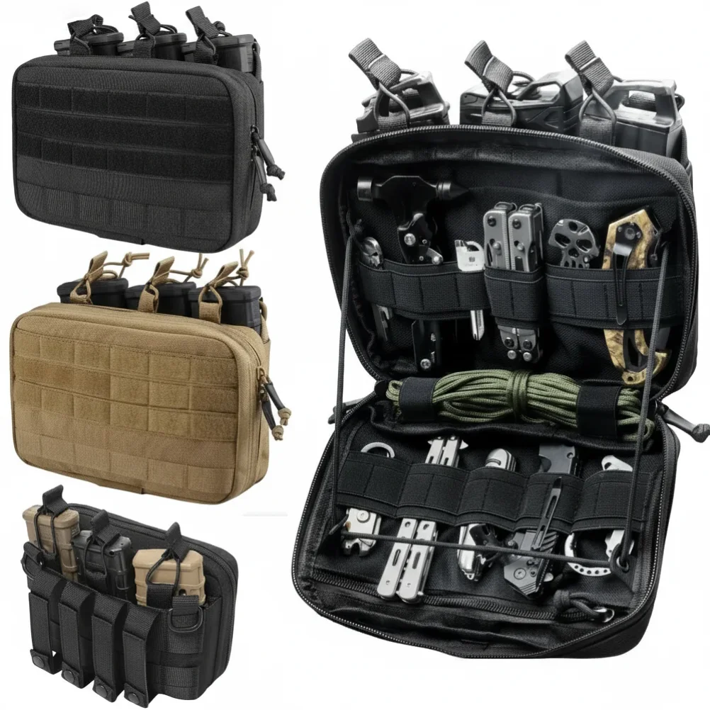 Triple Mag Pouch 5.56/.223 Tactical Magazine Pouch Molle Rifle Chargers Holder Admin Pouch EDC Organizer Detachable Molle Pouch