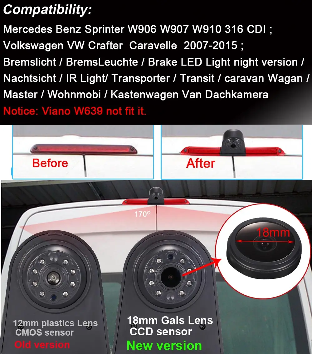 HD Car everse camera for Mecedes Benz sprinter W906 W907 W910 316 VW Crafter caravelle Bus