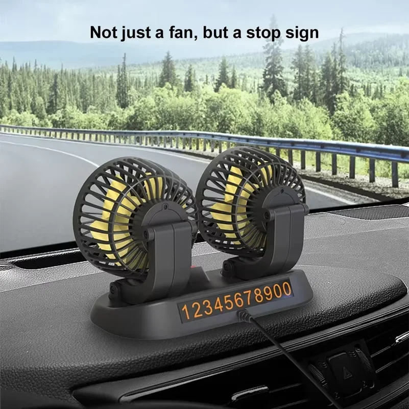 Car 5V 12V 24V Fan Cooling Car Fan Dual Head Usb Car Fan 2 Speeds Adjustable Auto Cooler Air Fan Car Accessories Wind Regulation view 3