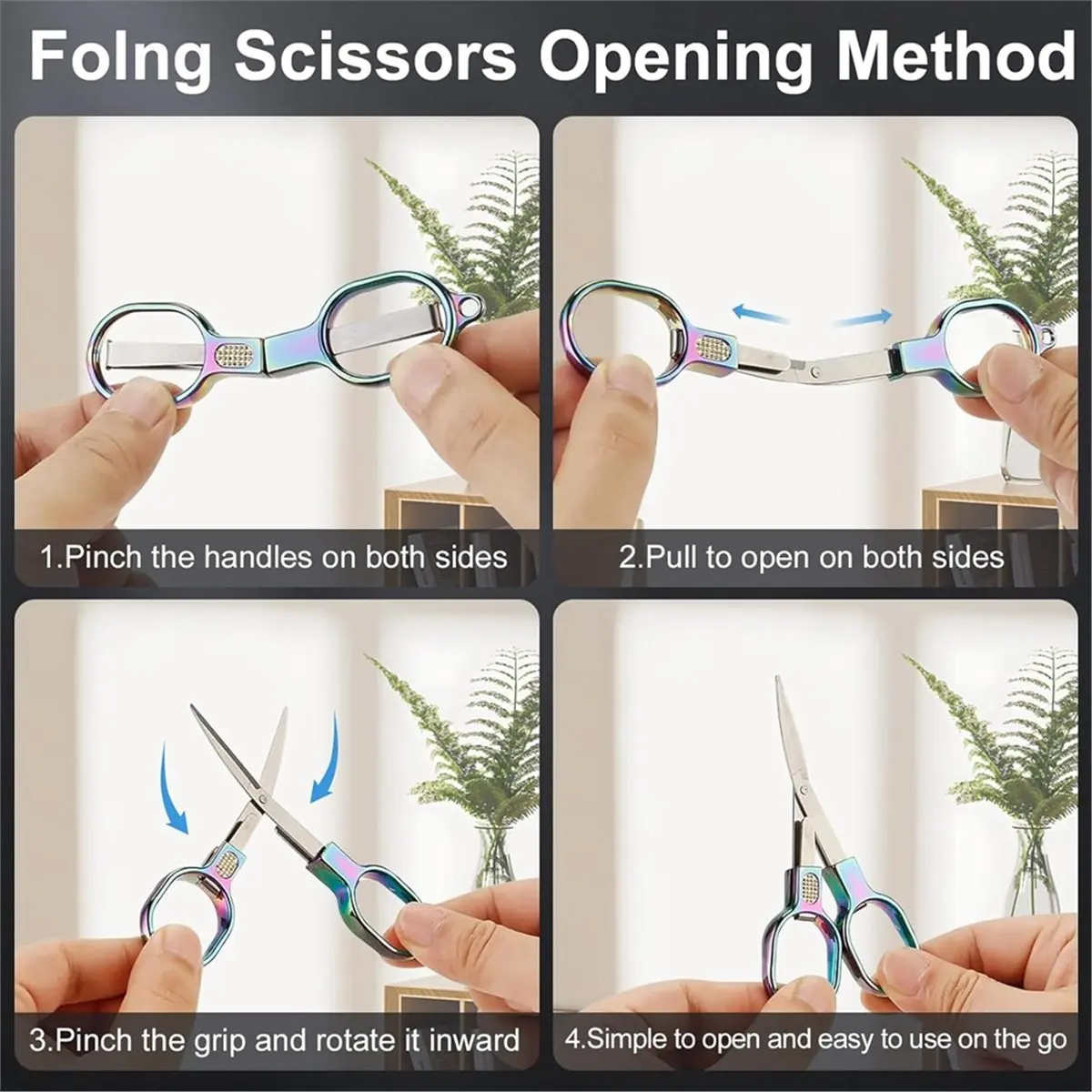 Budget-Friendly-6 Pack Foldable Scissors with Tape Measure & Keychain - Nurse, Badge, Mini, Travel Scissor, Home, , Craft, Sewin
